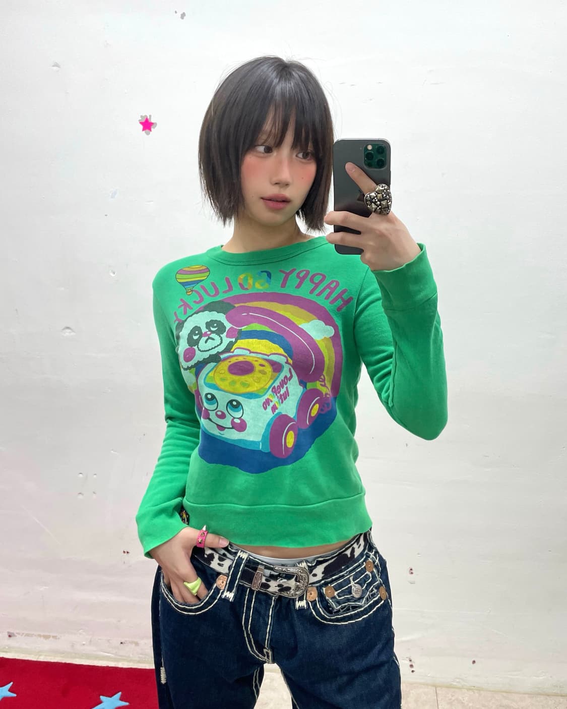 Love Revolution Panda Green Sweatshirt  상품이미지1