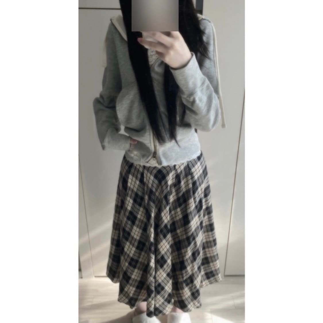 빈티지 체크 플레어 스커트 상품이미지1