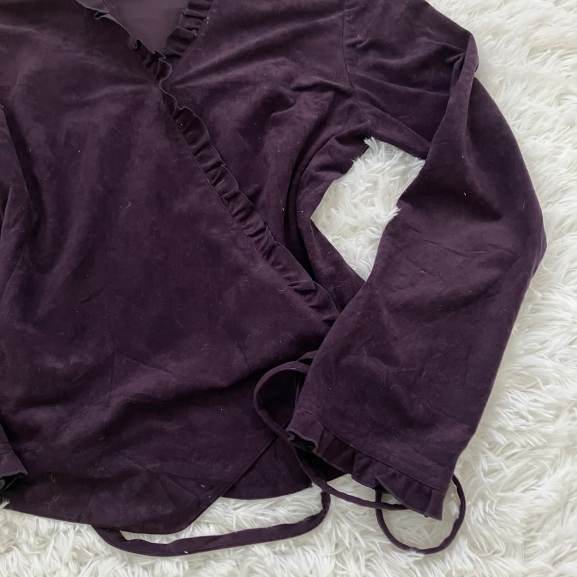 빈티지 퍼플 벨벳 레이스 블라우스 956 y2k 스트릿 갸루 펑키 상품이미지4