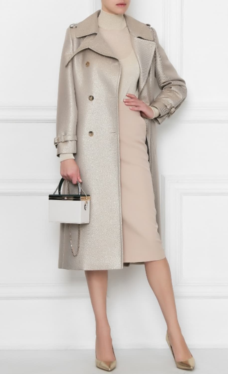 MaxMara 메탈릭 롱 트렌치코트 상품이미지4