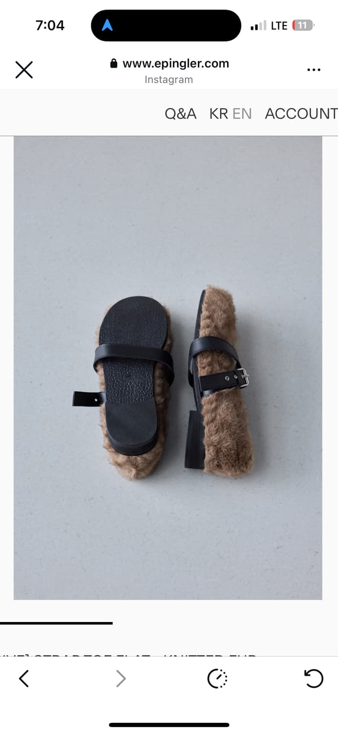 미착용 새상품 ) 에핑글러 스트랩 퍼슈즈 브라운 상품이미지4