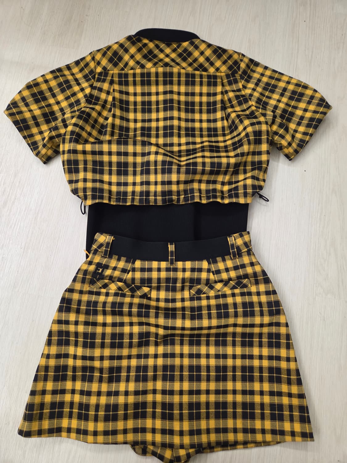 풋조이 골프웨어 옐로우 체크 셔츠 자켓/스커트 세트 상품이미지5