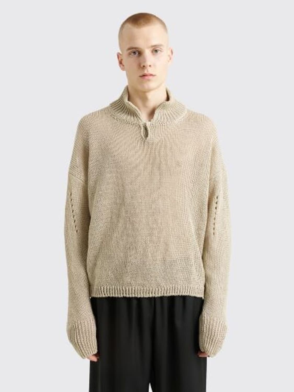 ROA 로아 하이킹 컷아웃 펀칭 디테일 폴로 니트 베이지 M사이즈 상품이미지4