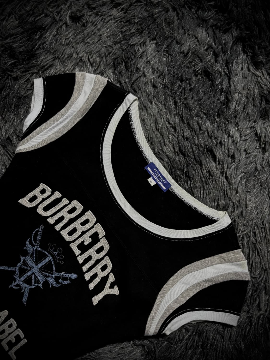 BURBERRY 블루라벨 스포티 유니온 프린팅 크롭 링거 반팔 티셔츠 상품이미지3
