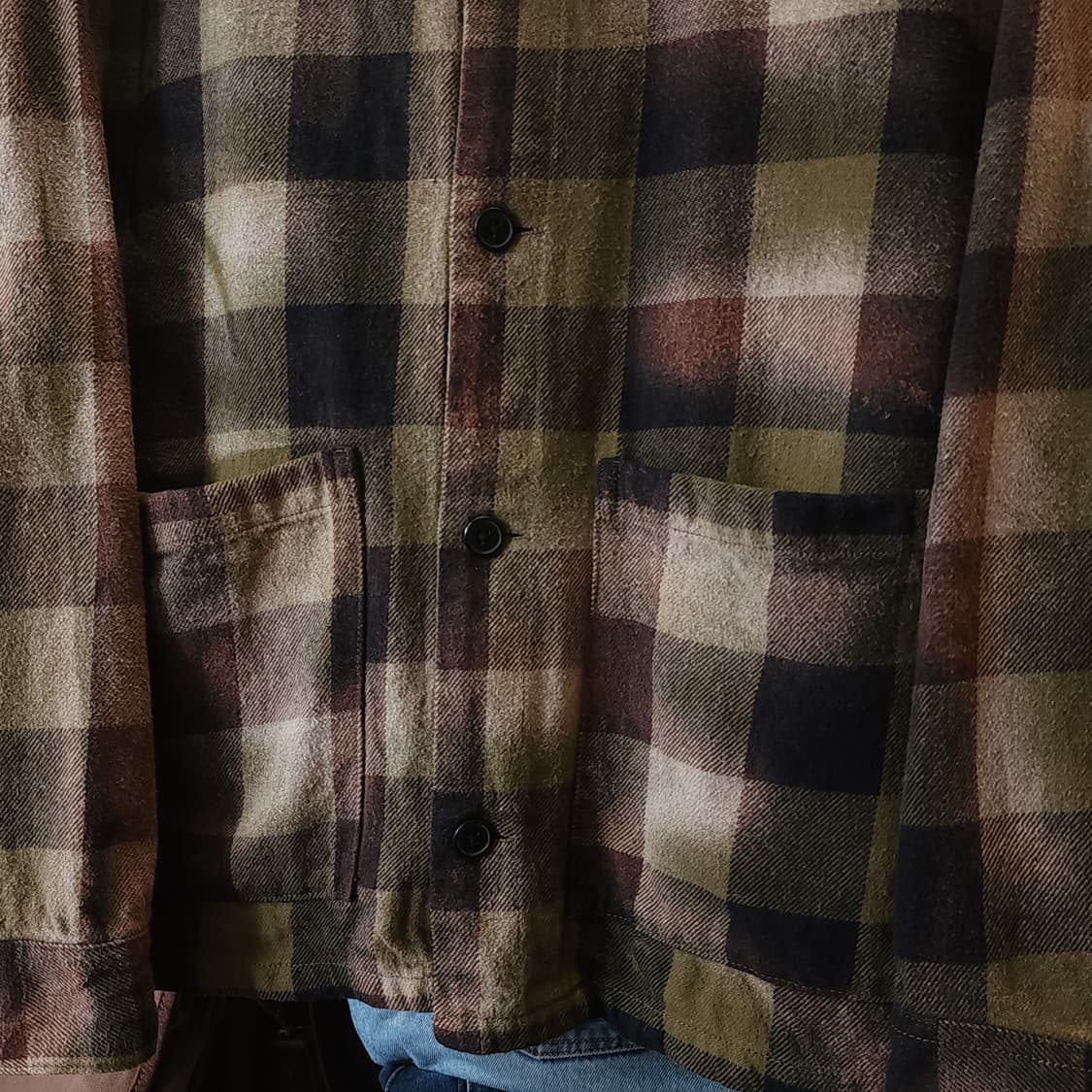 90s 빈티지 체크셔츠 헤비 플란넬 워크셔츠 썬페이딩 셔츠자켓 xxl 상품이미지7