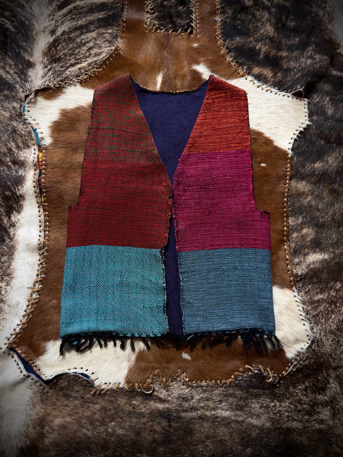 Handwoven wool reversible nep vest 상품이미지1