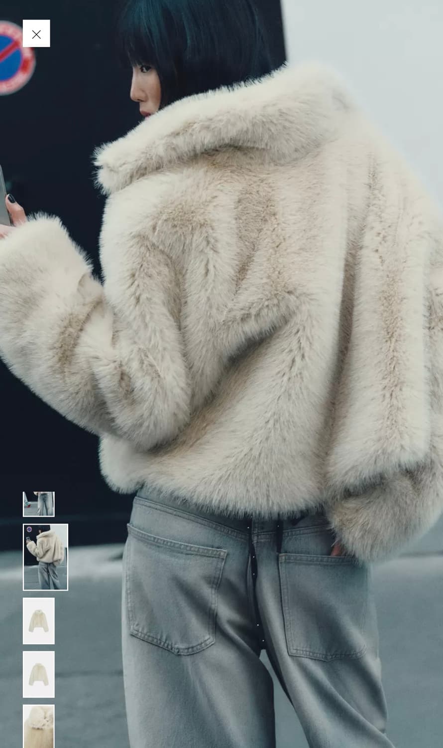 자라 라이트 베이지 숏 퍼코트 퍼자켓 xs 상품이미지4