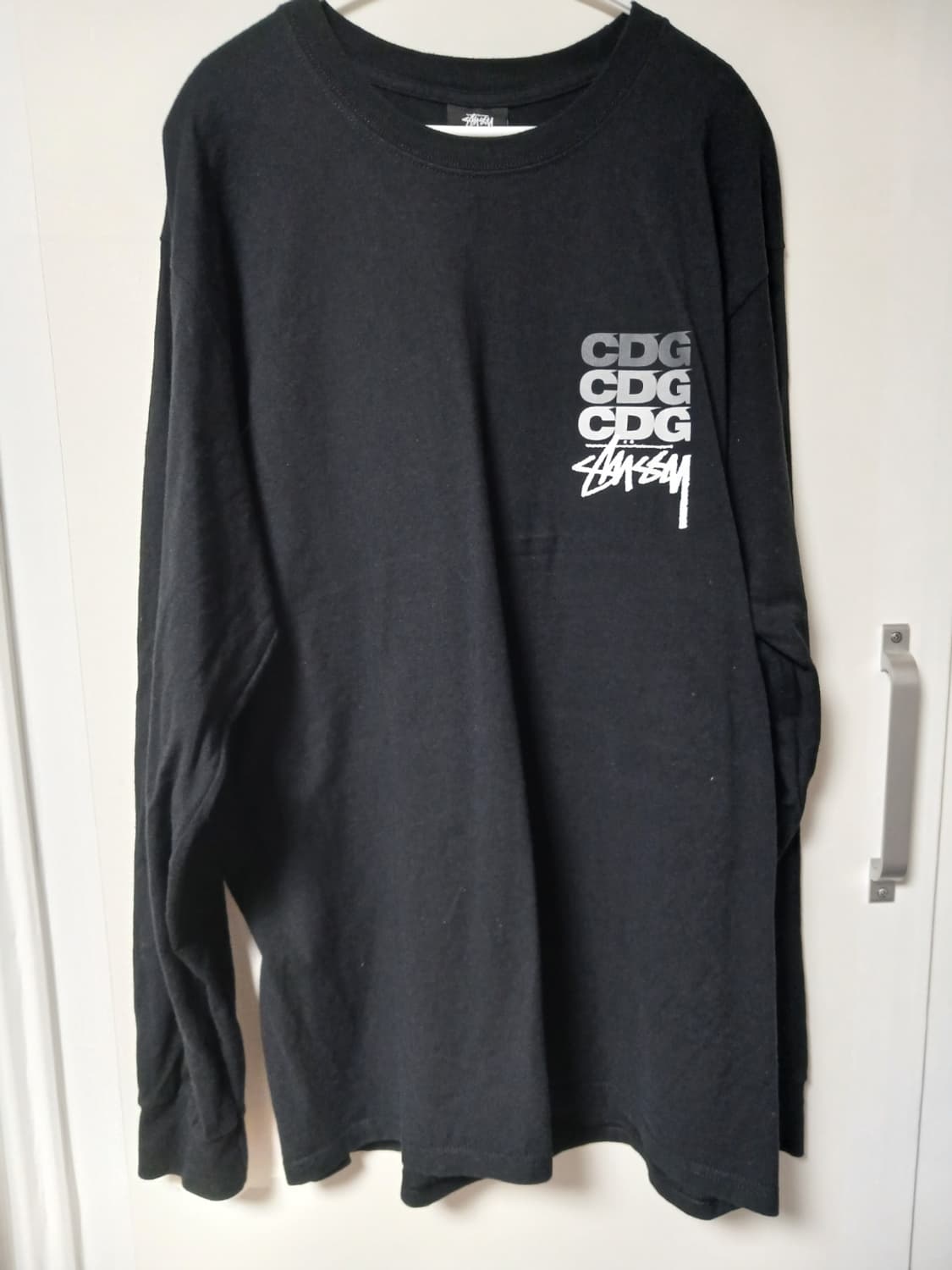 스투시 x CDG 닷 롱슬리브 티셔츠 블랙 상품이미지1