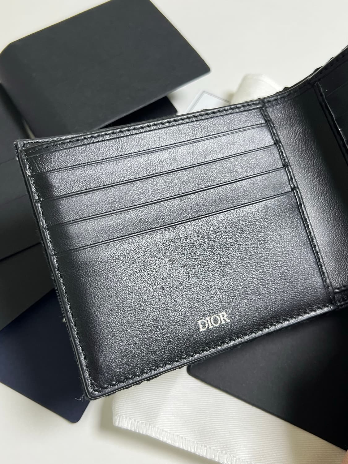 [정품] 디올 오블리크 반지갑 블랙 상품이미지5