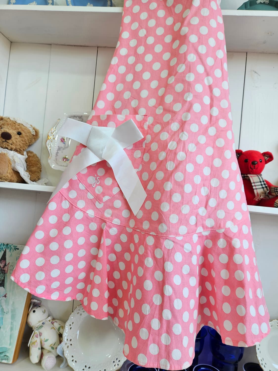 핑크 도트 리본 에이프런 상품이미지6