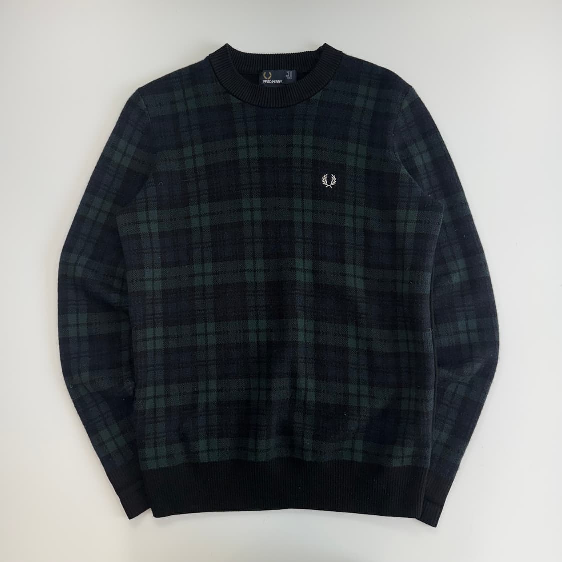 Fredperry 프레드페리 스몰로고 다크그린 체크 니트 상품이미지3