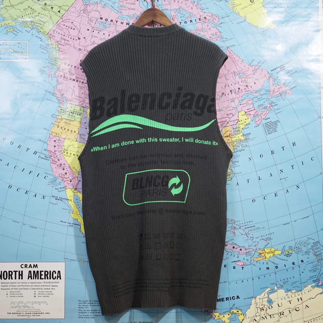 발렌시아가 리사이클 슬로건 골지 니트 베스트 상품이미지4