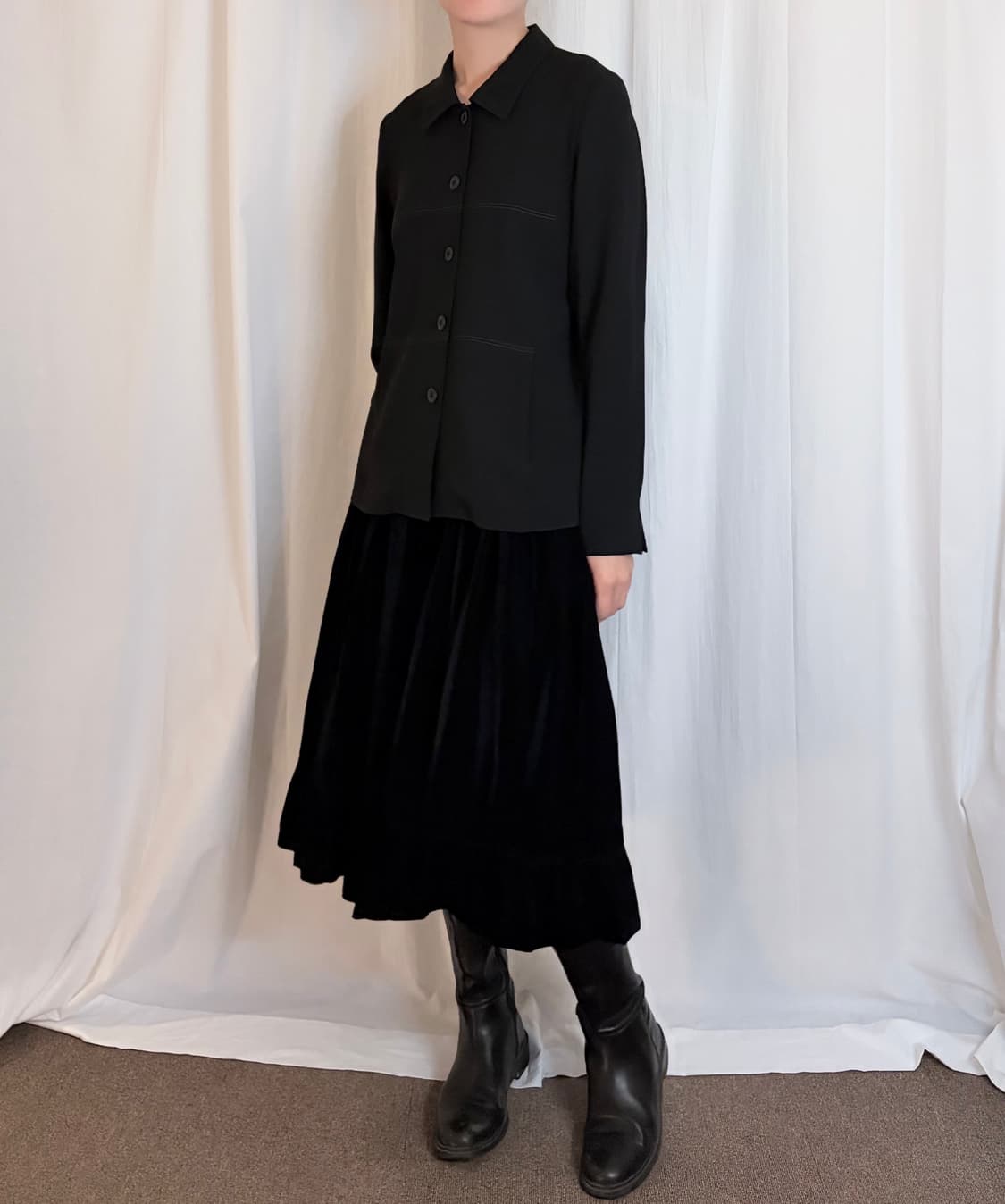 Stitch Detail Shirt Jacket – Black 상품이미지2