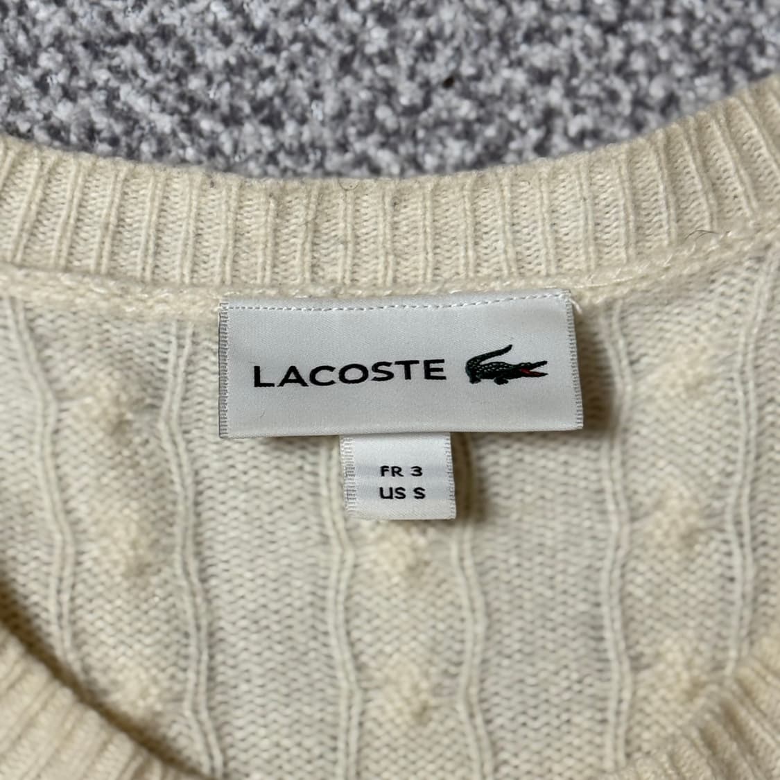 라코스테 아이보리 울 니트 여성용 S 상품이미지6