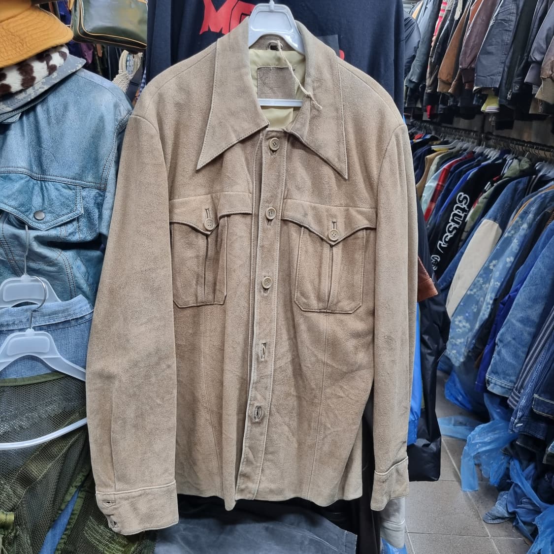 빈티지 스웨이드 버튼업 셔츠 자켓 상품이미지1