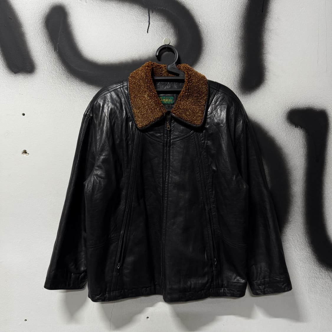VTG 빈티지 100% 양가죽 퍼 카라 디테일 웨스턴 싱글 레더 자켓 상품이미지1