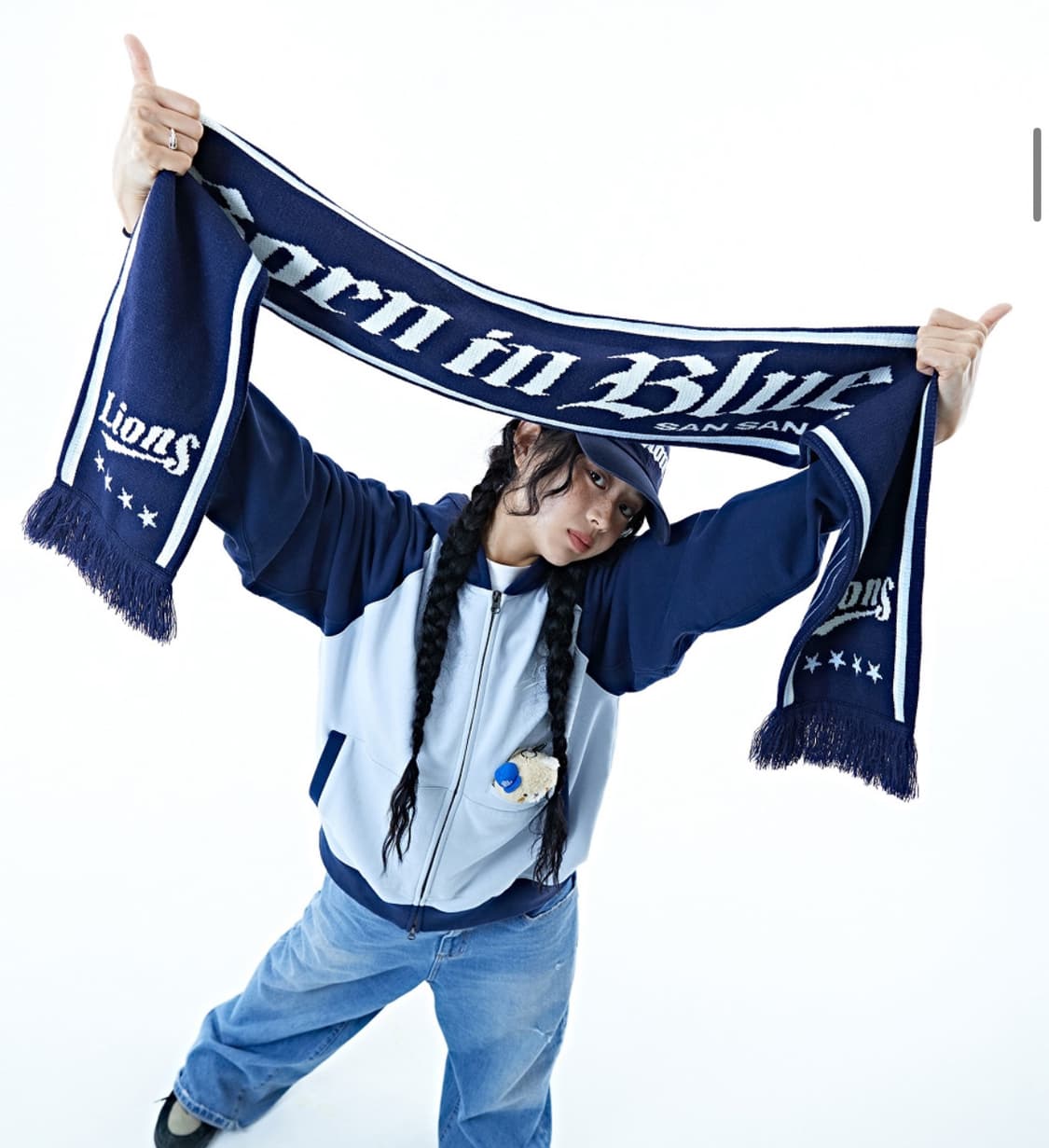 (새상품) 산산기어 X 삼성라이온즈 집업후디 블루 M 상품이미지5