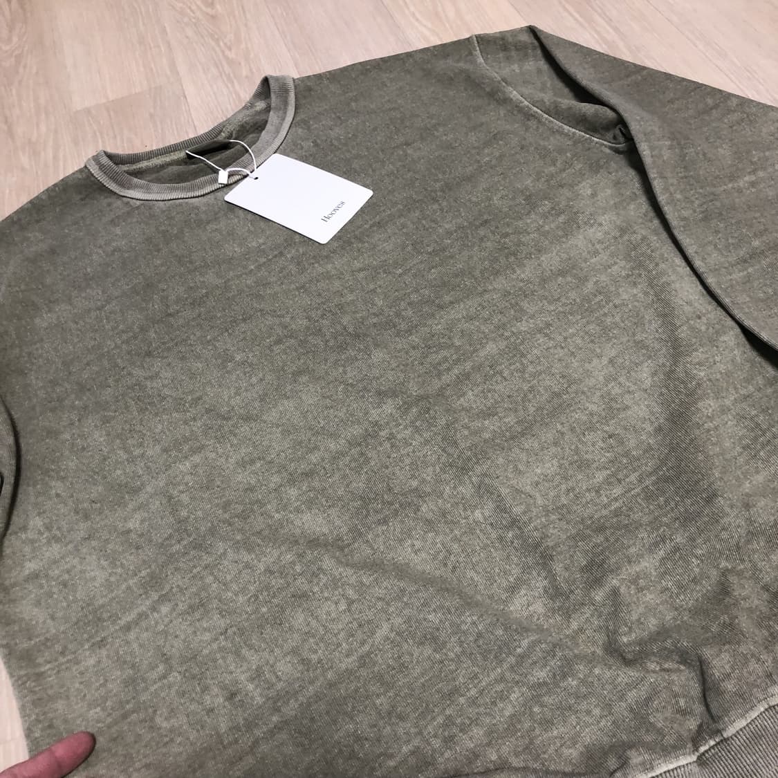 (L) 새상품 후브스 Hooves 가먼트 다잉 롱 슬리브 워시드 카키 상품이미지2