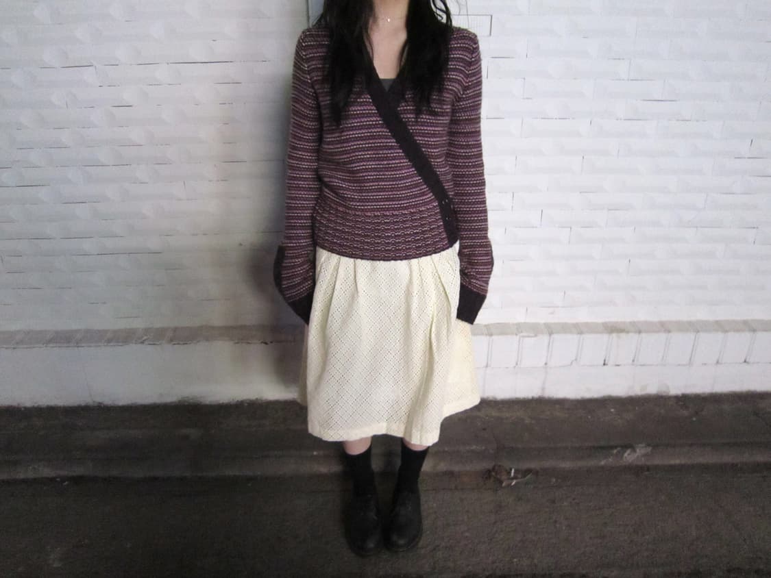 막스앤코 랩 니트 가디건 멀티 스트라이프 패턴 소매 버튼업 디테일 핑크 상품이미지3