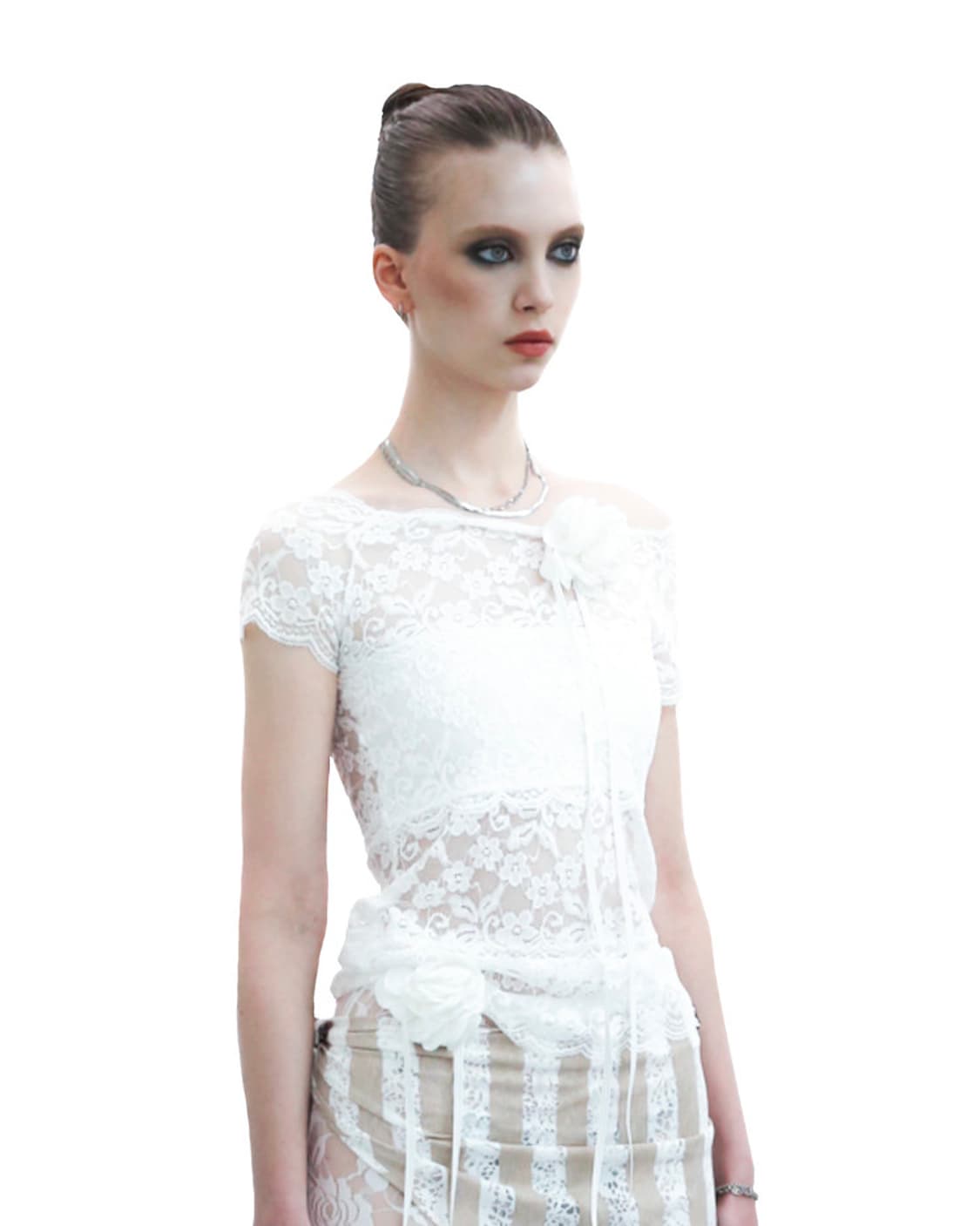 Kimyo 키묘 flower track lace top white 레이스 상품이미지2