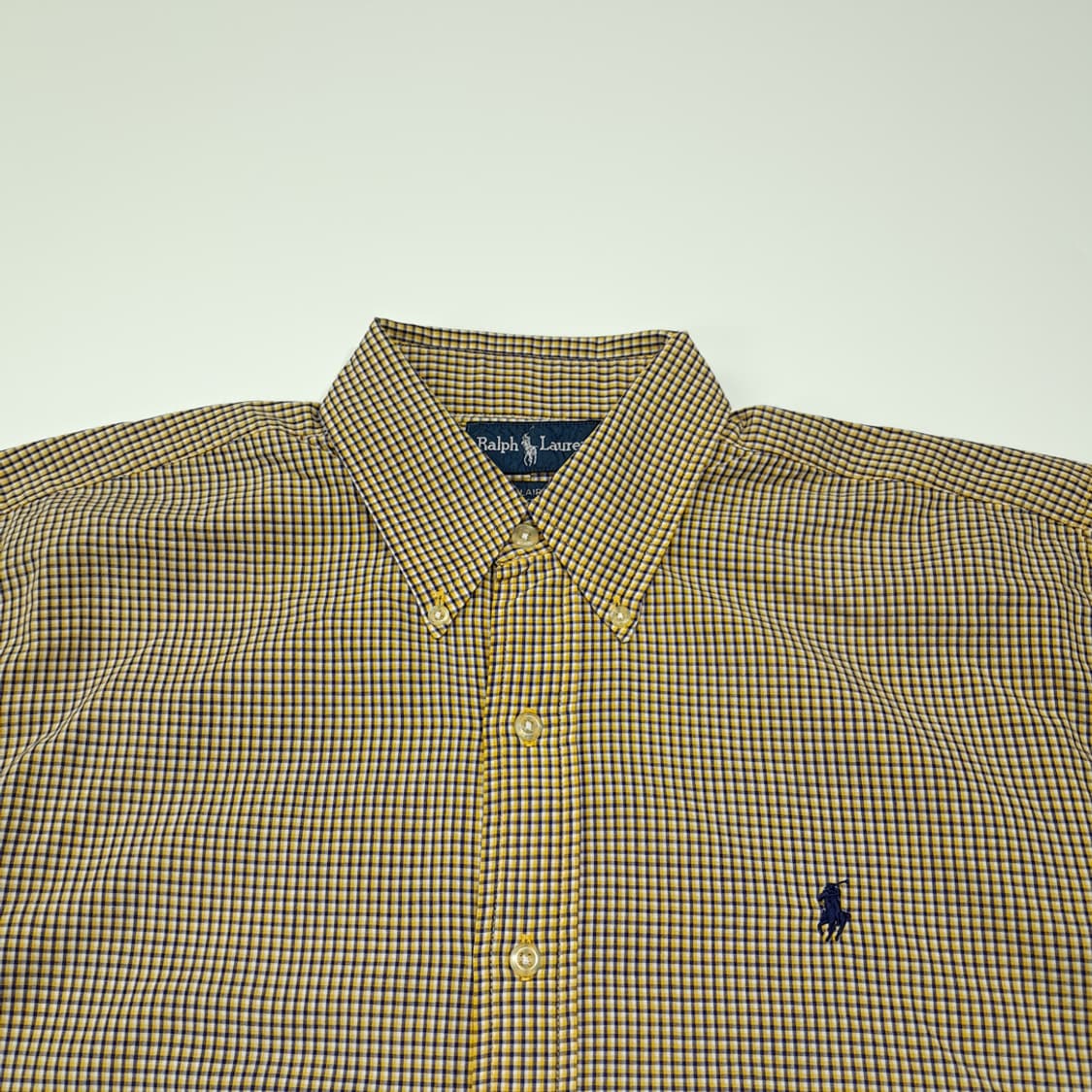 CK045 M 폴로 90s 옐로우네이비 마이크로체크 반팔 셔츠 남방 상품이미지2