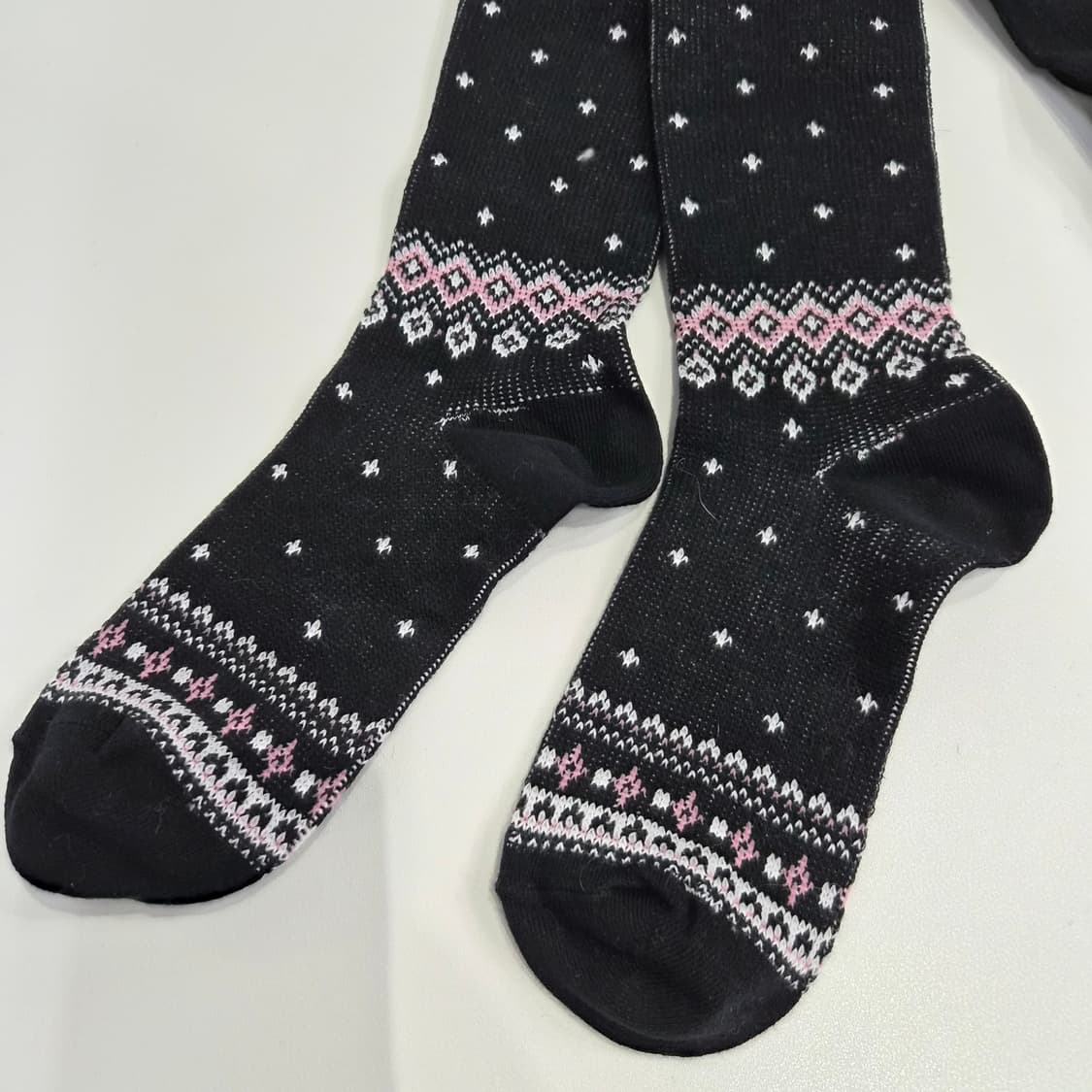 일본제 노르딕 눈꽃 패턴 겨울 니트 타이즈 상품이미지5