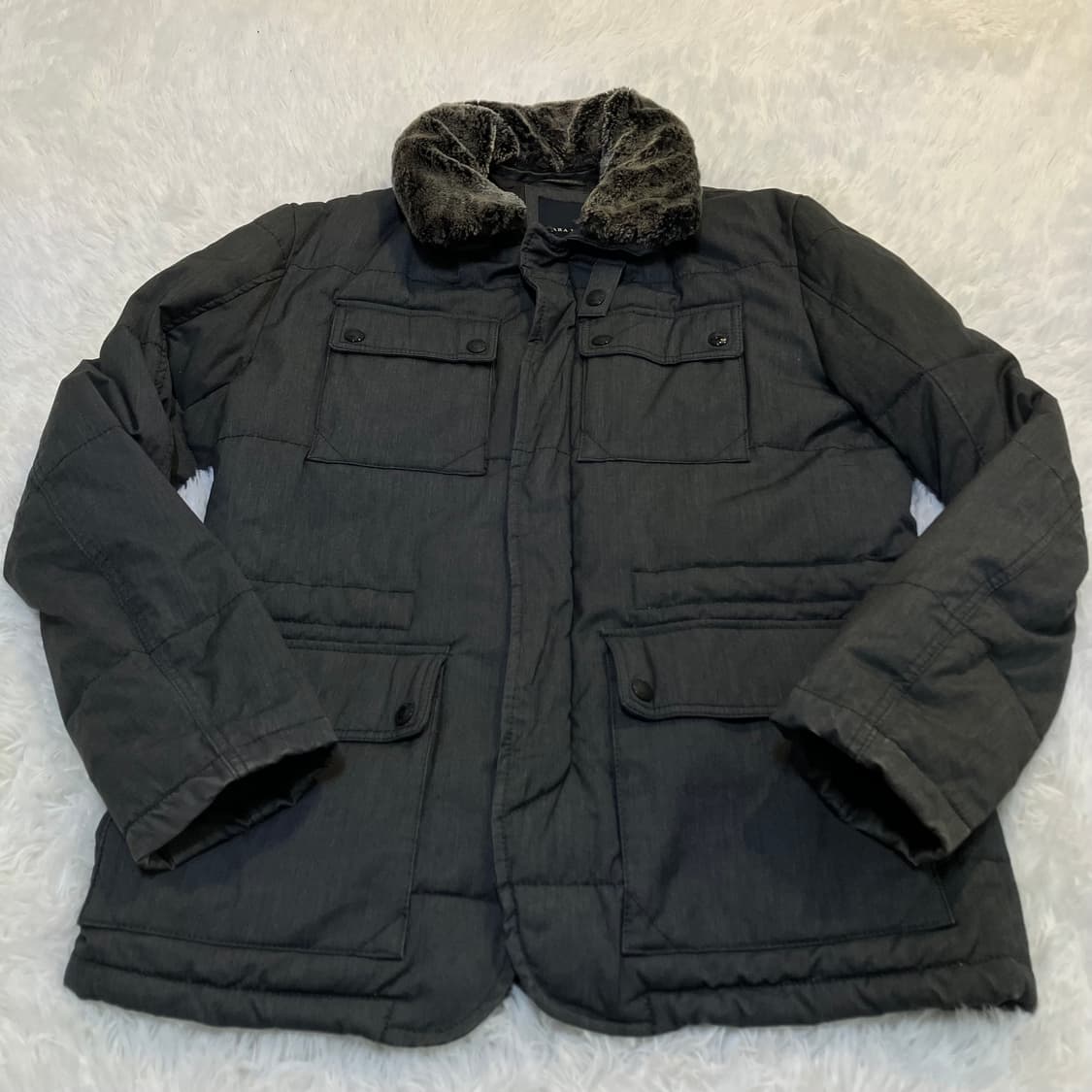 빈티지 자라 맨 차콜 넥 퍼 패딩 o-836 y2k 스트릿 모리 갸루 일 상품이미지3