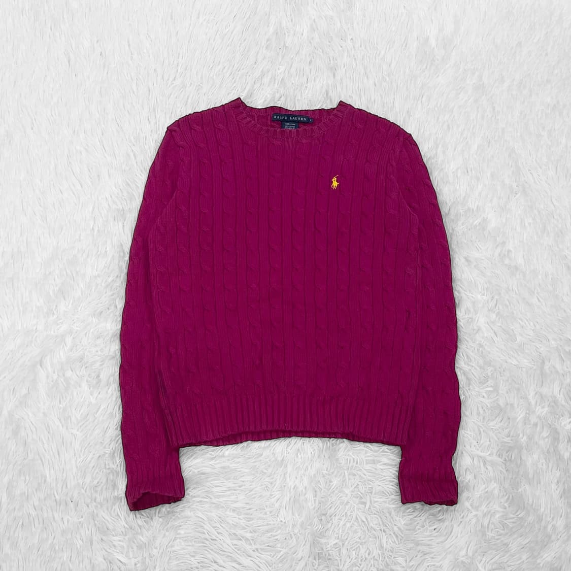 폴로 랄프로렌 포니 로고 케이블 니트 마젠타 상품이미지2