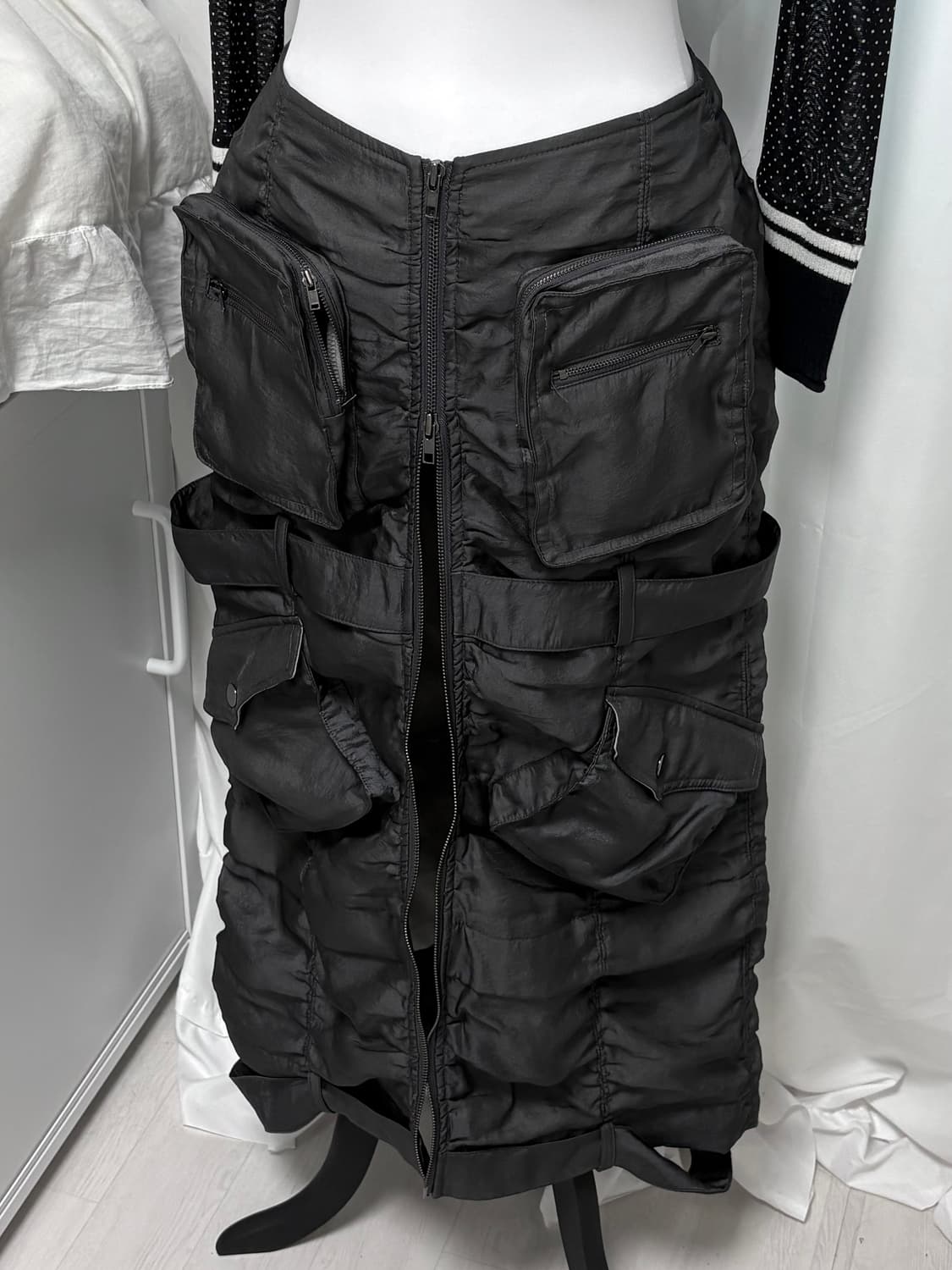 아케호무 빈티지 고스펑크 테크웨어 포켓 본디지 투웨이 롱스커트 상품이미지1