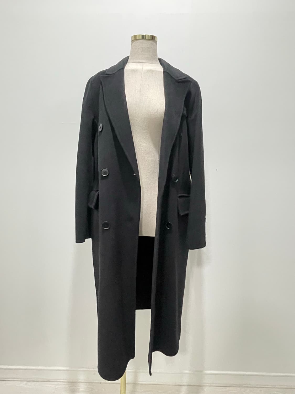 핸드메이드 울 더블코트 블랙 (모 46%캐시미어 6%) 160이하 추천 상품이미지8