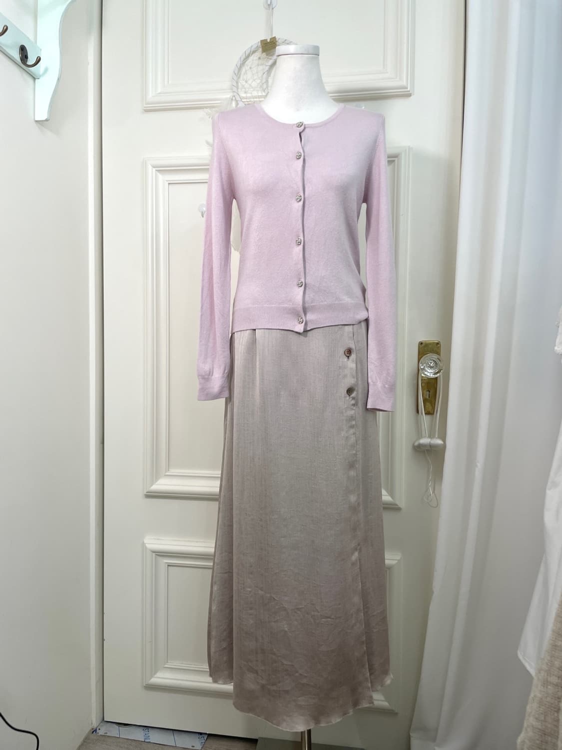 pink lavender cubic button slim cardigan 상품이미지2