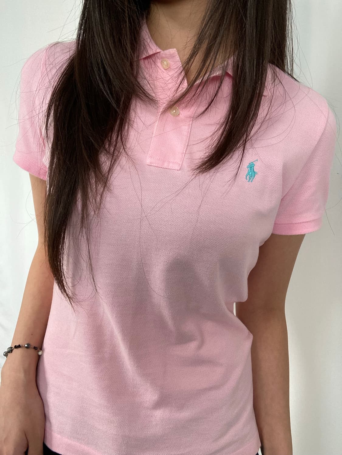 폴로 스키니핏 핑크 카라 반팔 상품이미지1