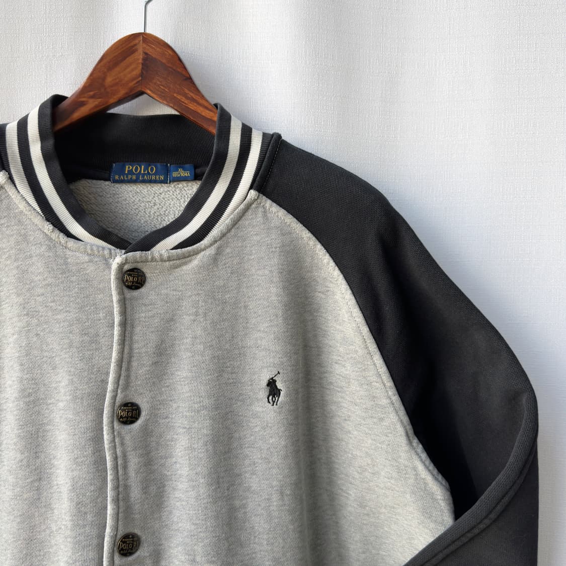 폴로 랄프로렌 바시티 자켓 블랙 그레이 XL 상품이미지2