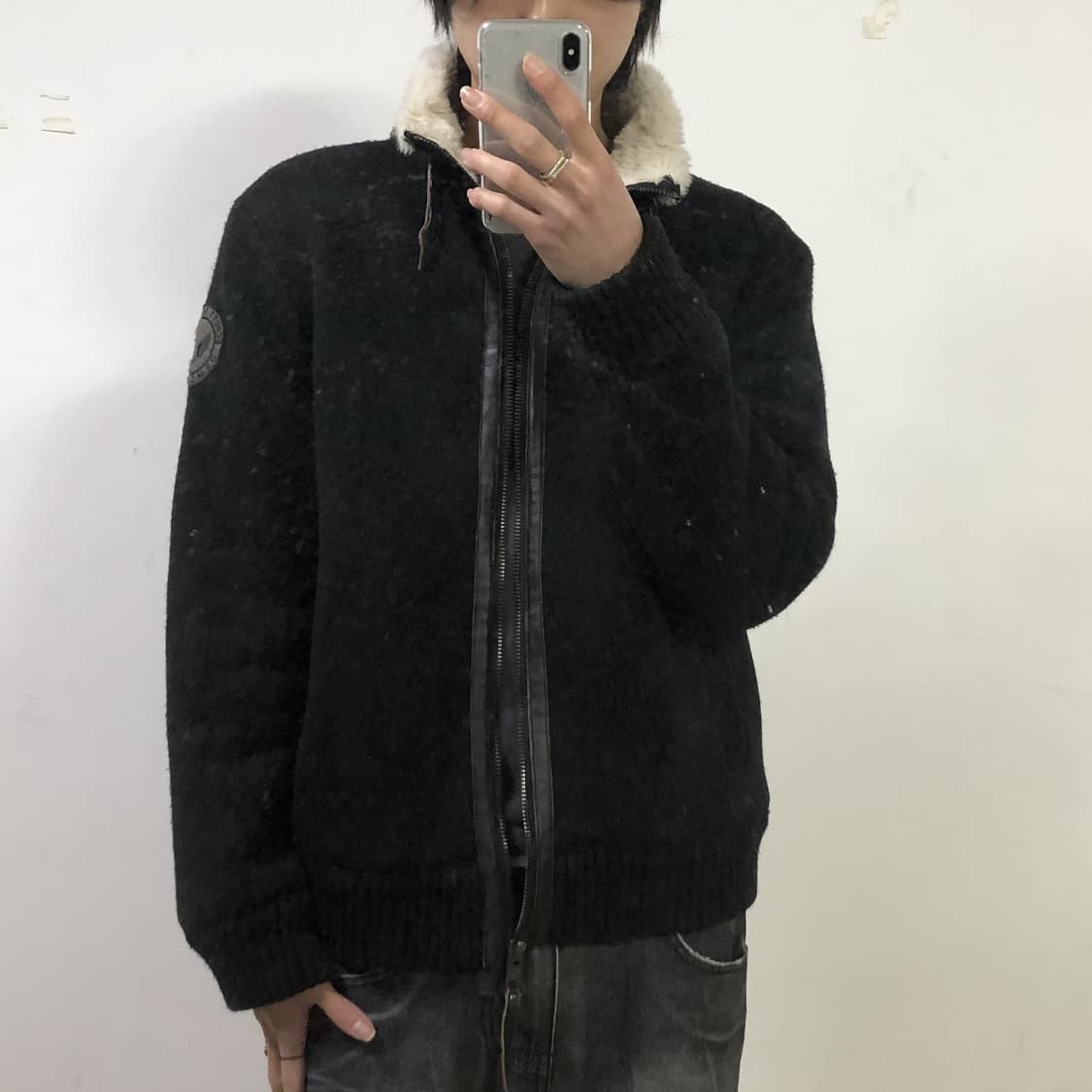 쇼트nyc M85 니트 집업 자켓 상품이미지3