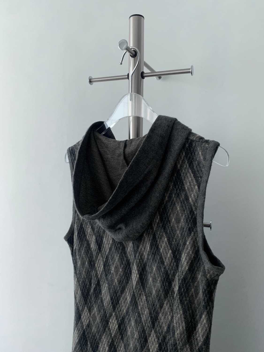 Checked Wool Knit HoodedSleeveless Dress 상품이미지7
