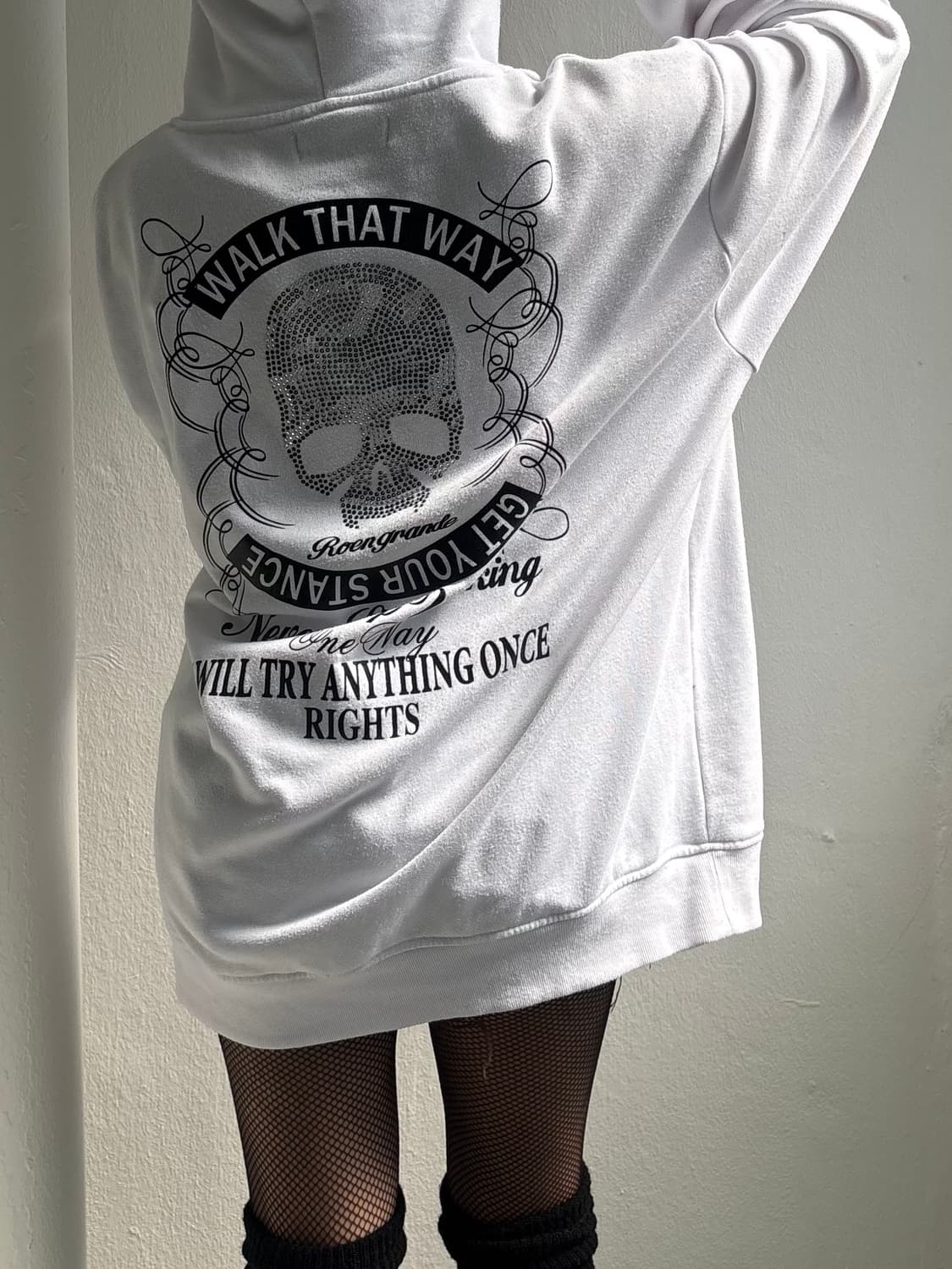 Japanese Vintage White Skull Hood Zip-Up 상품이미지1