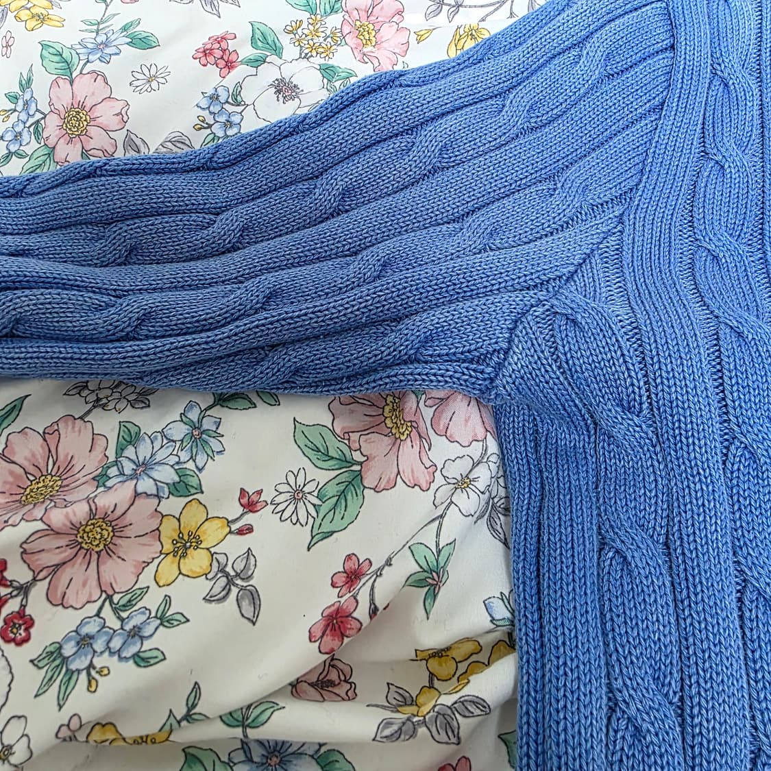 폴로랄프로렌 일본판) 블루x화이트 빈티지워싱 케이블 니트 상품이미지4