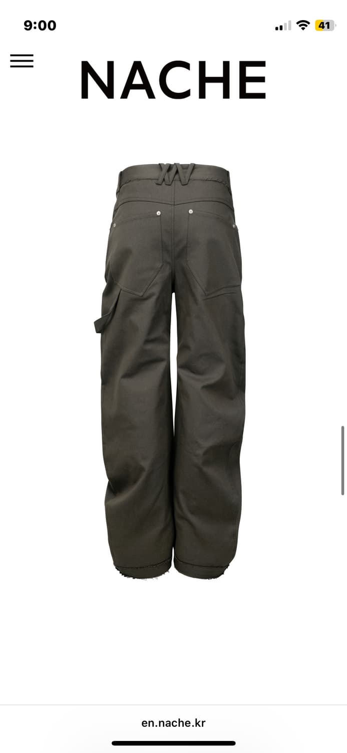 나체 NACHE Rawcut Curved Pants 카키. 남녀공용 바지 상품이미지5