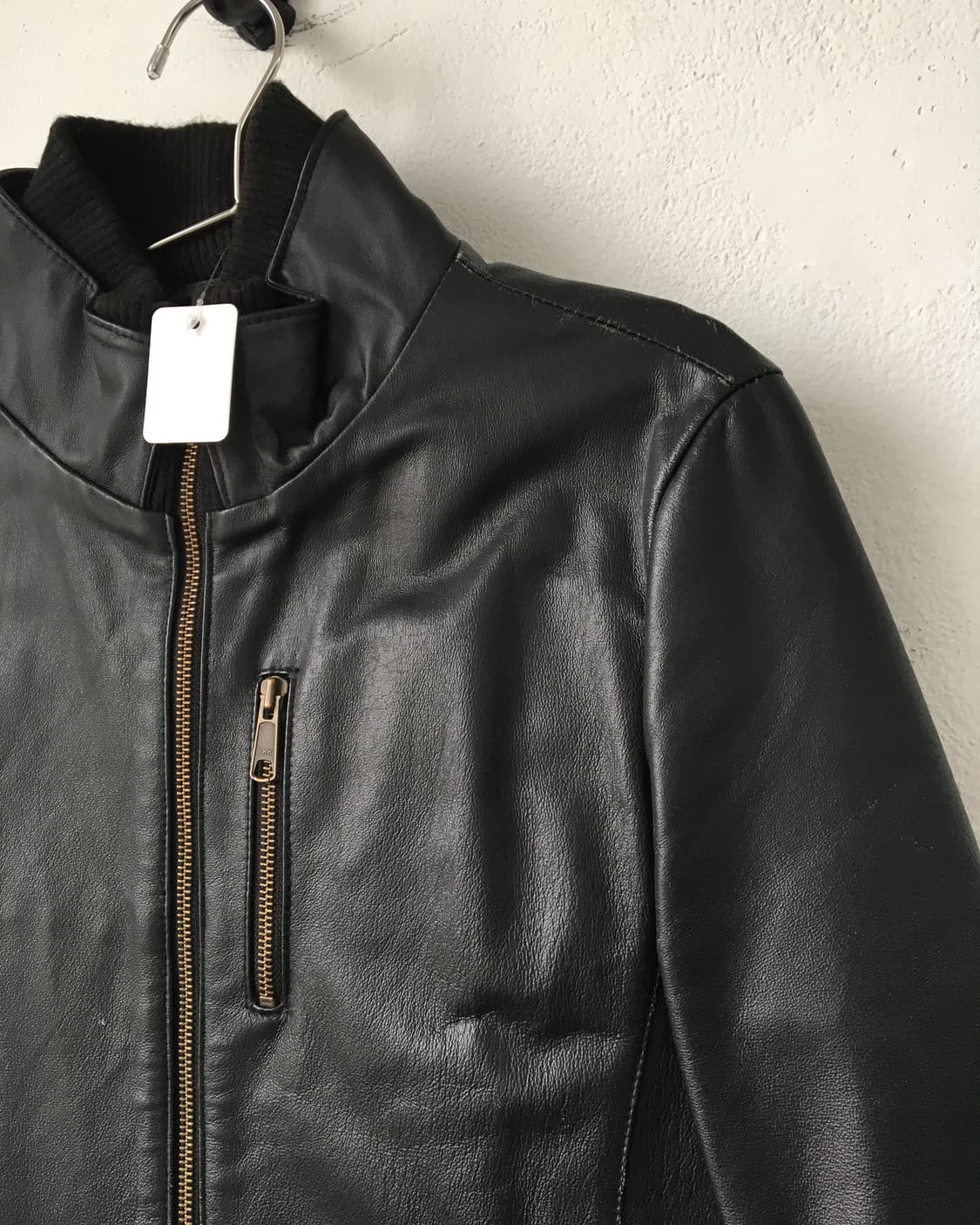 High neck pig leather bomber jacket 상품이미지7