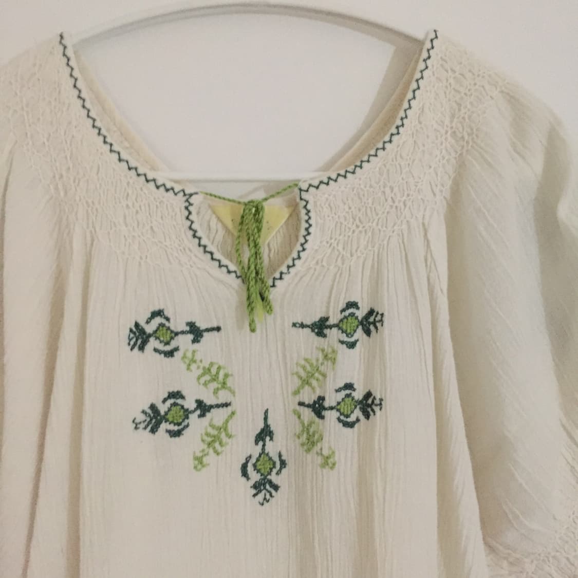 2P 초록색 하구미 자수 블라우스 원피스 코디 세트 상품이미지5