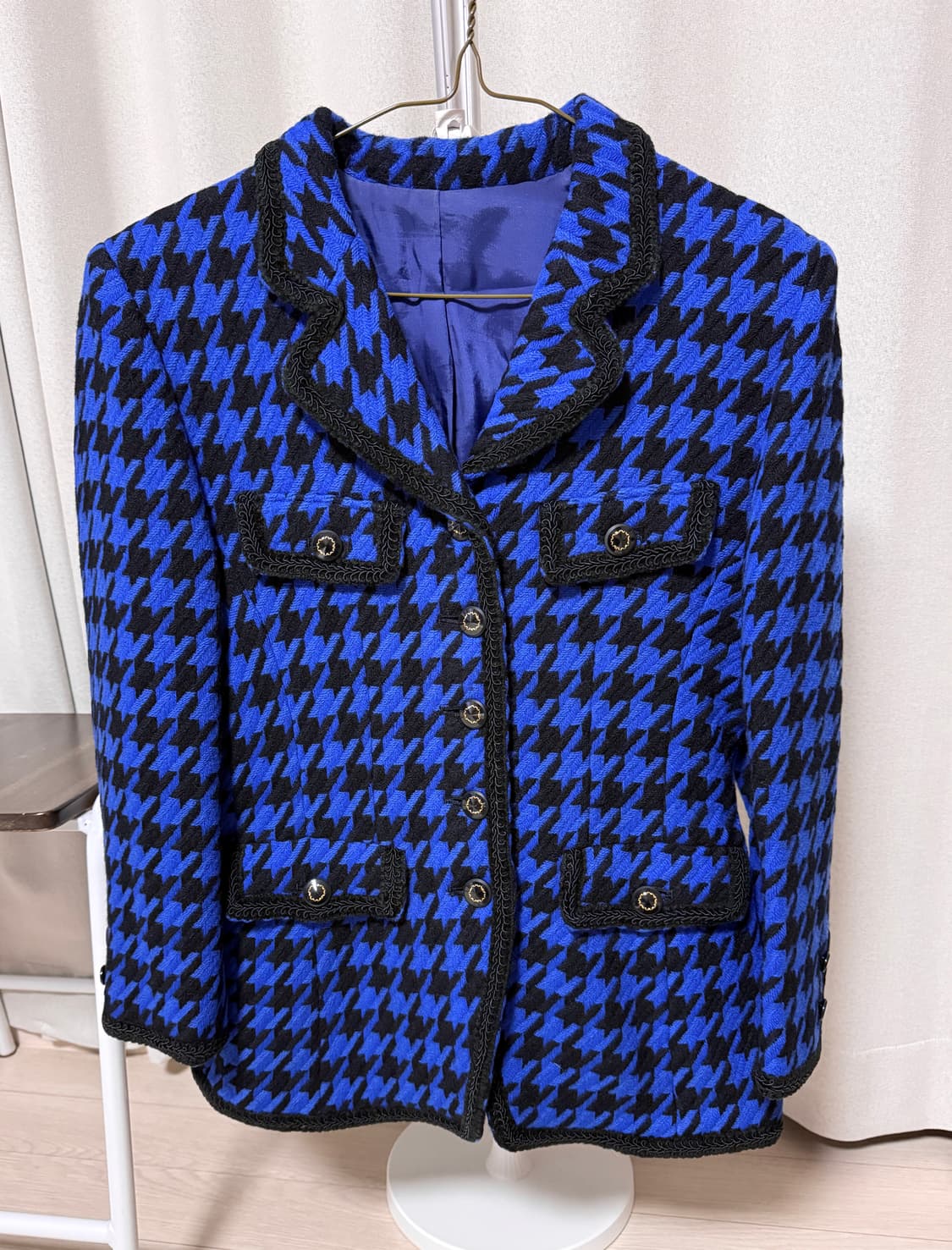 블루 하운드체크 빈티지 트위드 상품이미지3