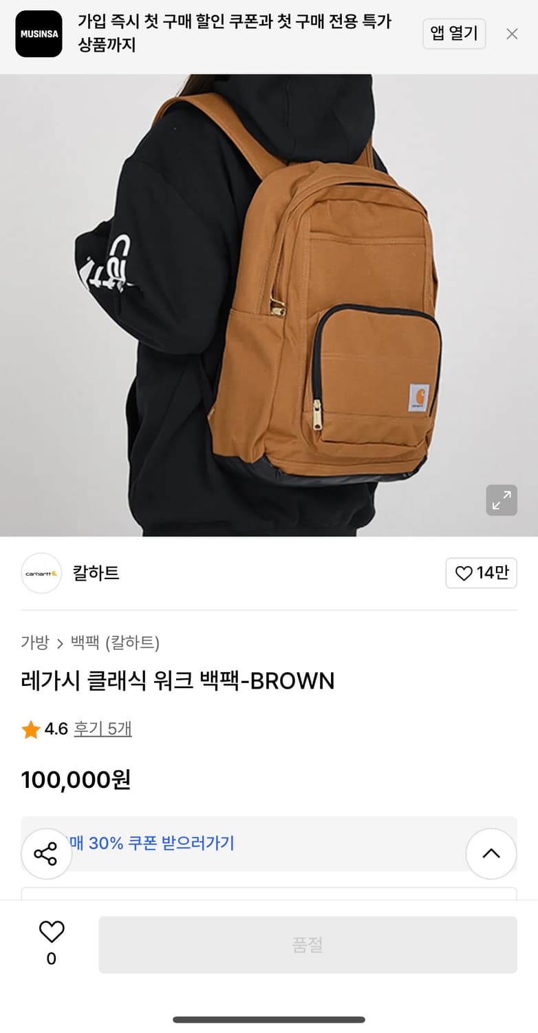 칼하트 클래식 백팩 상품이미지6