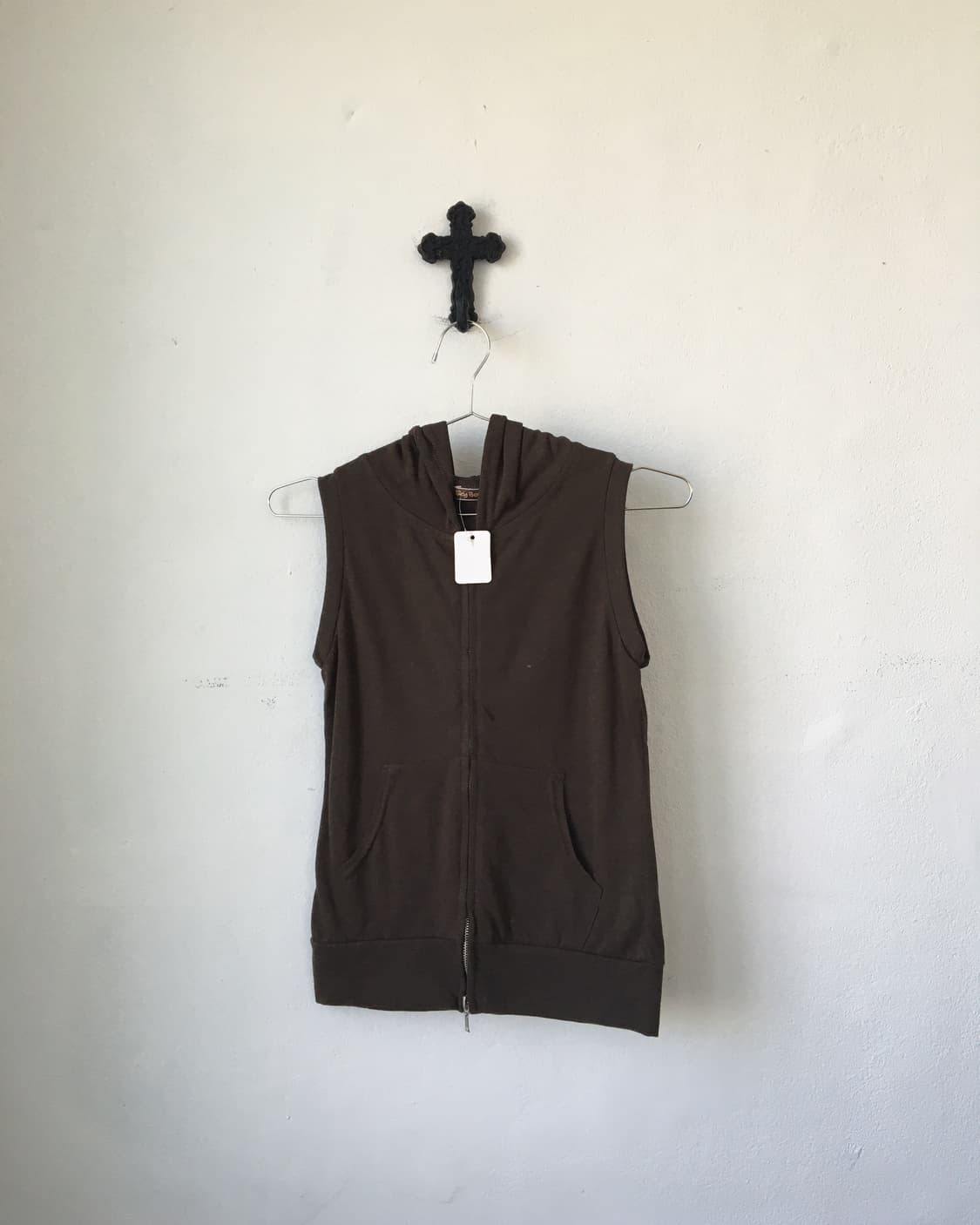 Brown hood vest 상품이미지2