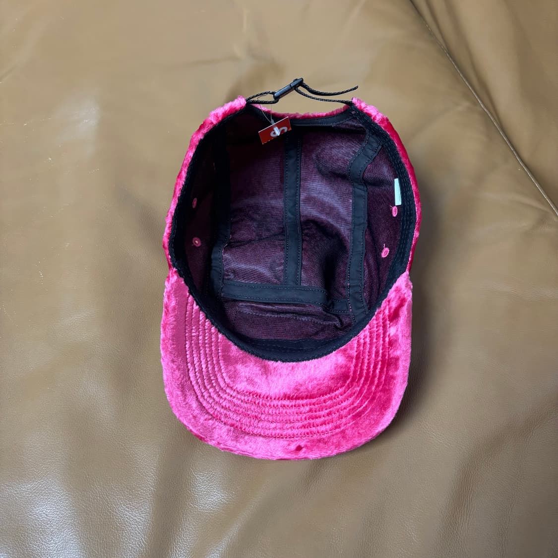 슈프림 캠프캡 모자 박스로고 크러쉬 벨벳 핑크 상품이미지6