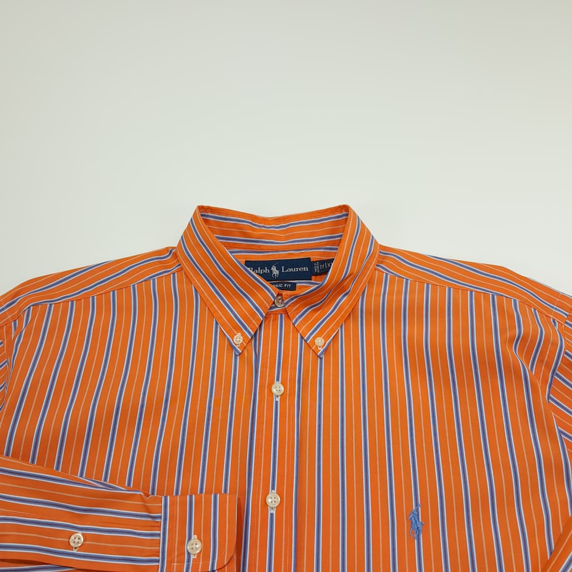 CN920 XL 폴로 랄프로렌 오렌지 스트라이프 긴팔 셔츠 남방 상품이미지4