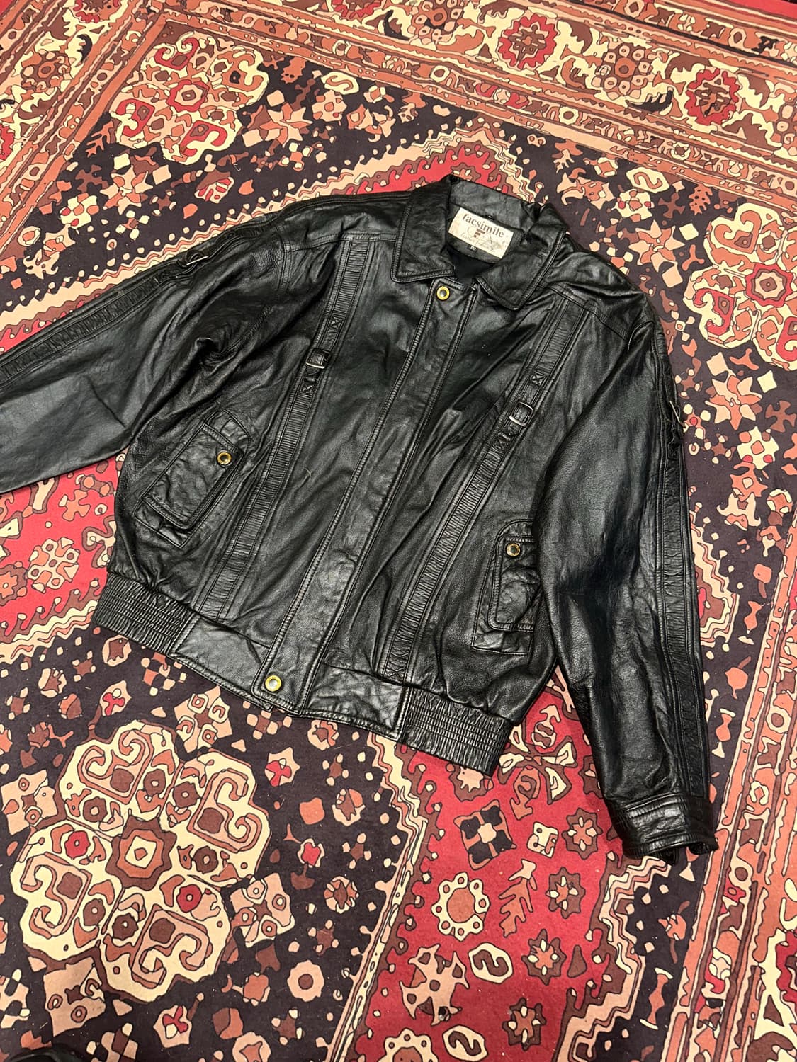 ( L-XL ) 봄버자켓 푸퍼자켓 항공점퍼 소가죽자켓 빈티지가죽자켓 상품이미지5