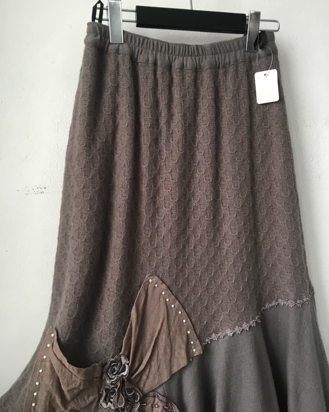 Unbalanced patch point long skirt 상품이미지3