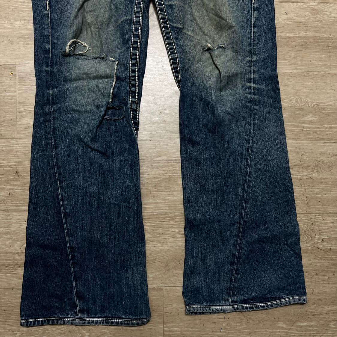 트루릴리전 여성 데미지드 워싱 데님팬츠 찢청바지 [중청] 32 상품이미지3