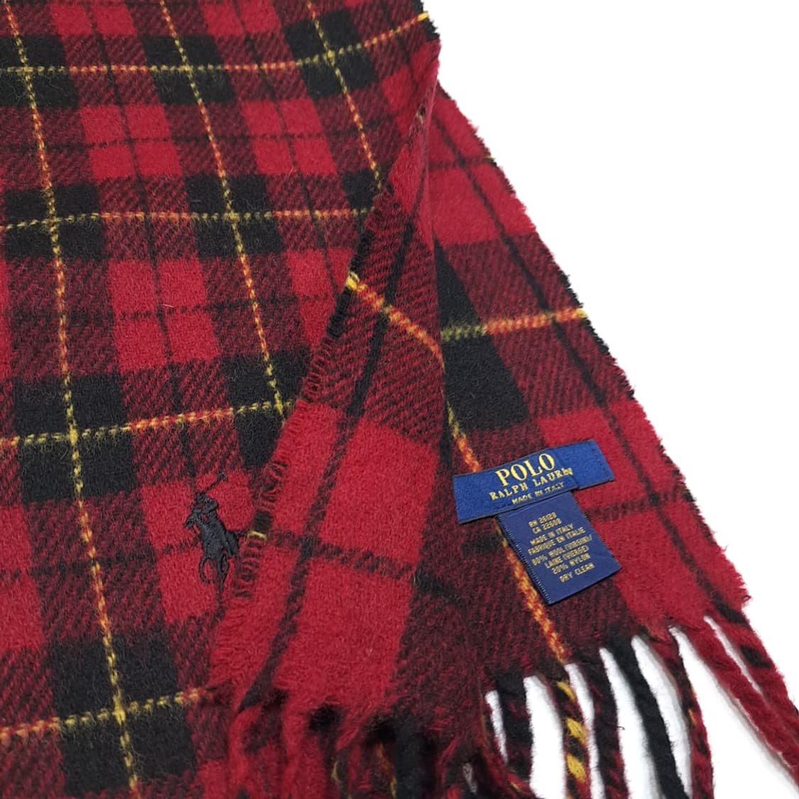 MX547 폴로 90s 이태리판 울 레드 타탄 체크 머플러 목도리 상품이미지6
