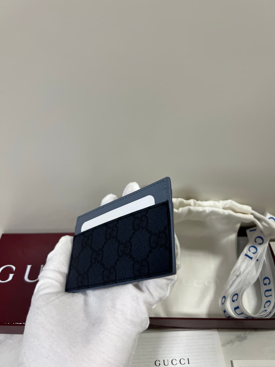 [새상품] 구찌 더스티 블루 트리밍 GG 카드지갑 상품이미지6